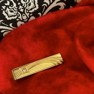 Vintage Gold Anson Tie Clip With Diamond Stud